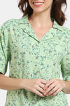 Zivame Floral Vines Woven Pyjama Set - Arcadian Green — thumbnail 5